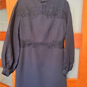 Elegant Navy Embroidered Dress